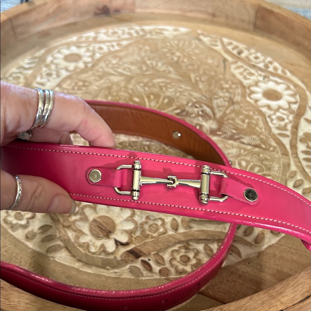 TORY LEATHER CO MADE IN USA LEATHER PINK BELT WITH METAL BITS AND BUCKLE SZ 28 - Picture 4 of 10